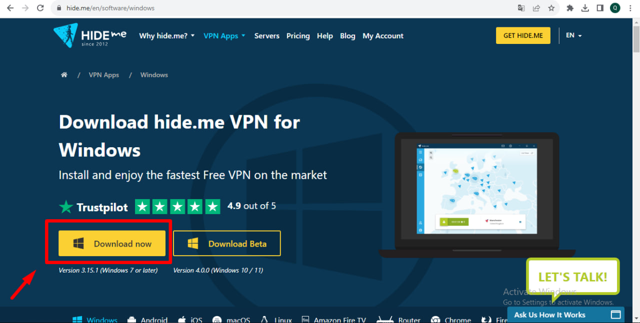 Cài đặt Hide.mevpn về máy tính