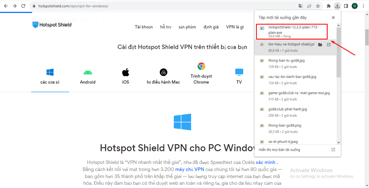 CÀI ĐẶT HOTSPOT SHIELD CHO MÁY TÍNH