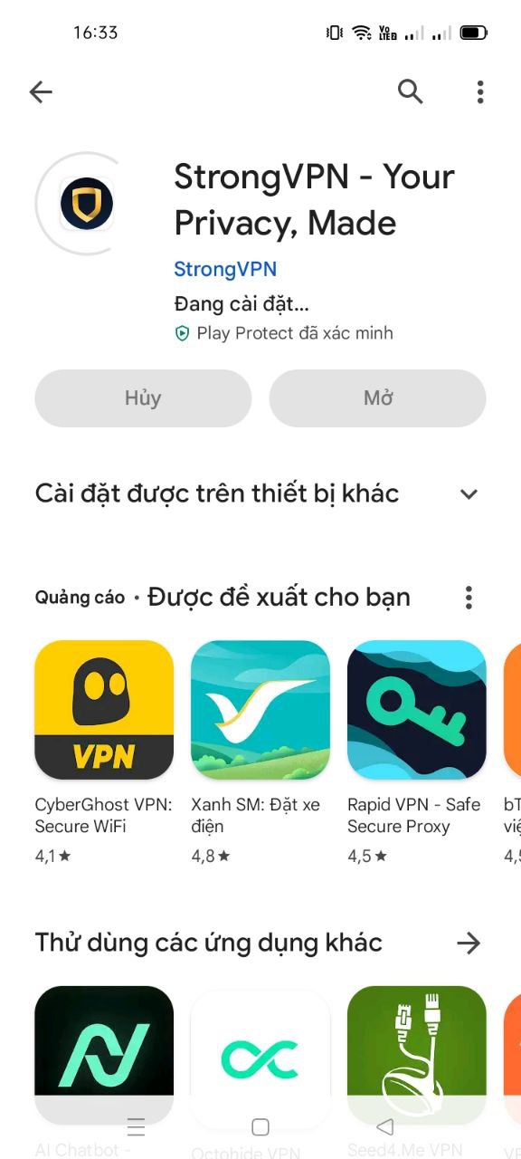 Cài đặt ứng dụng StrongVPN về điện thoại