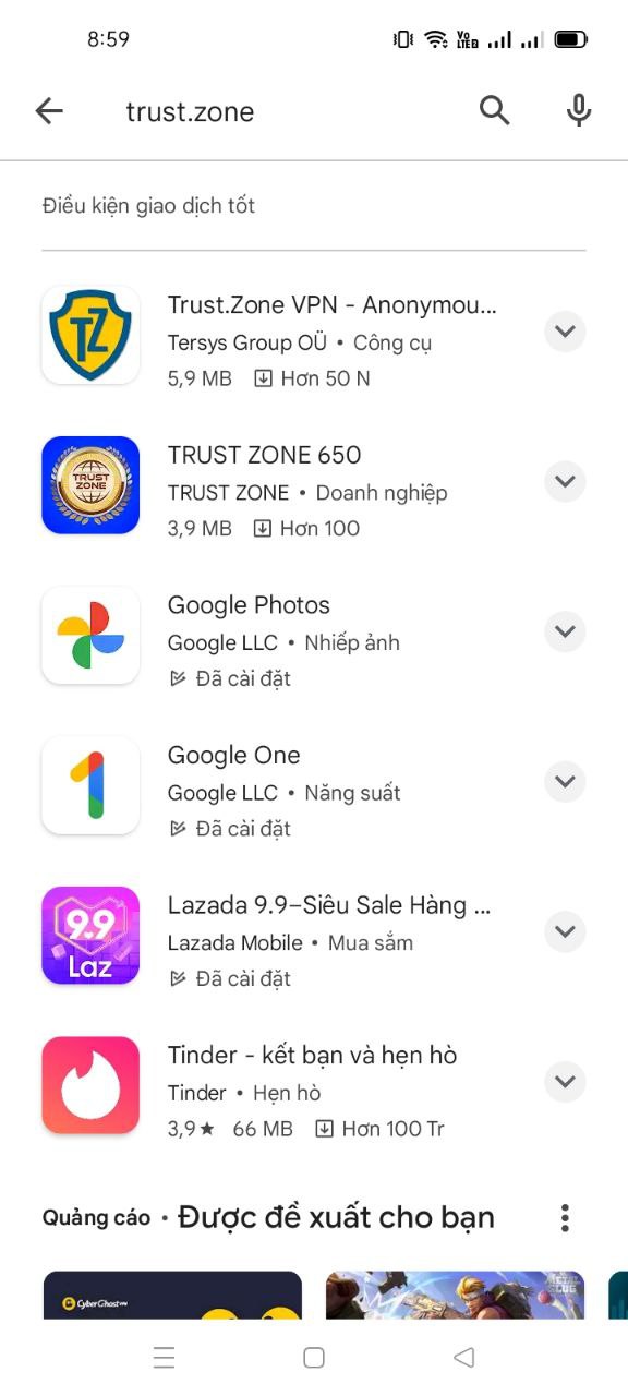 CÀI ĐẶT ỨNG DỤNG TRUST.ZONE