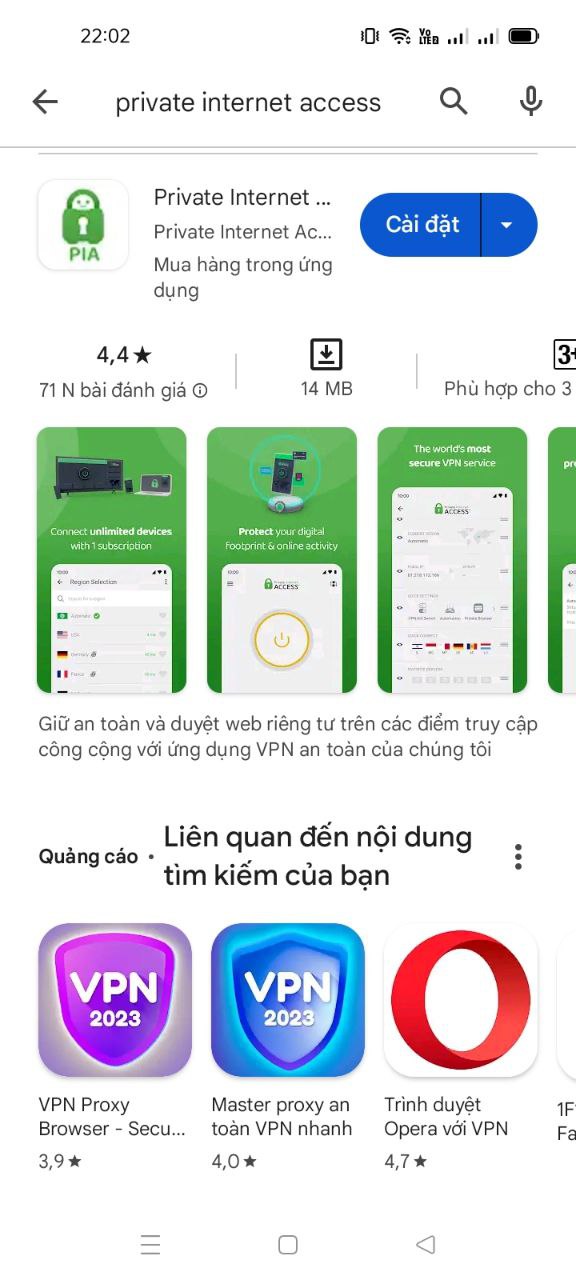 Các bước cài đặt Private Internet Access