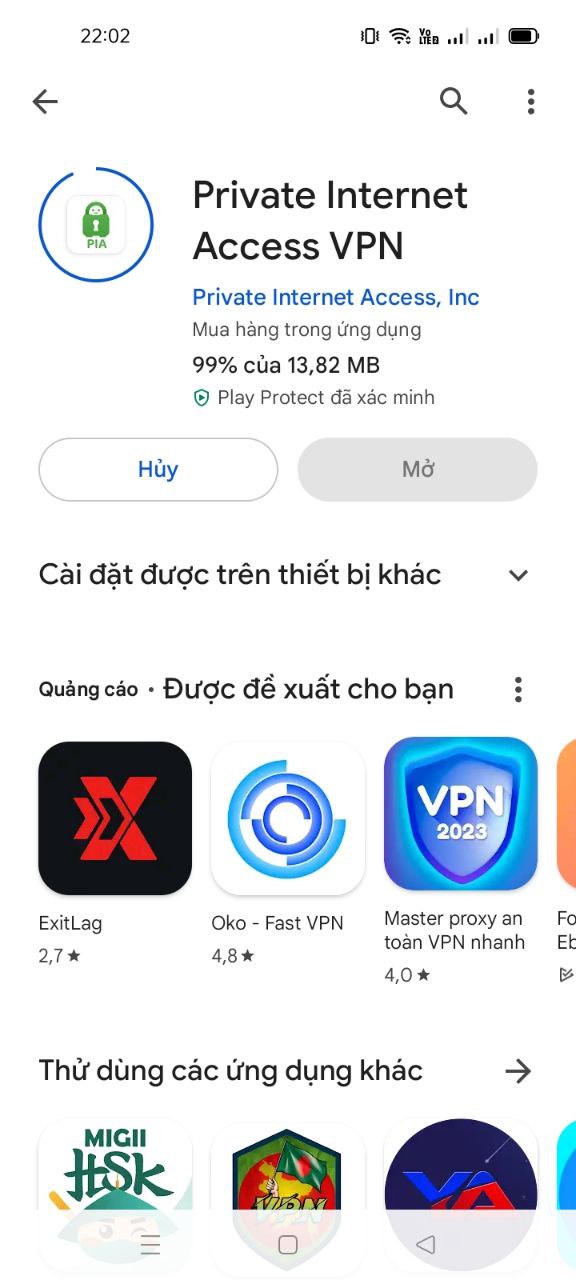 Cài đăt Private Internet Access trên Google Store