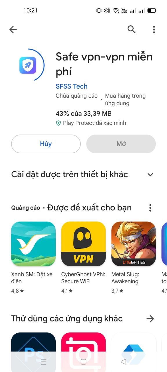 Cài đặt ứng dụng SafeVPN