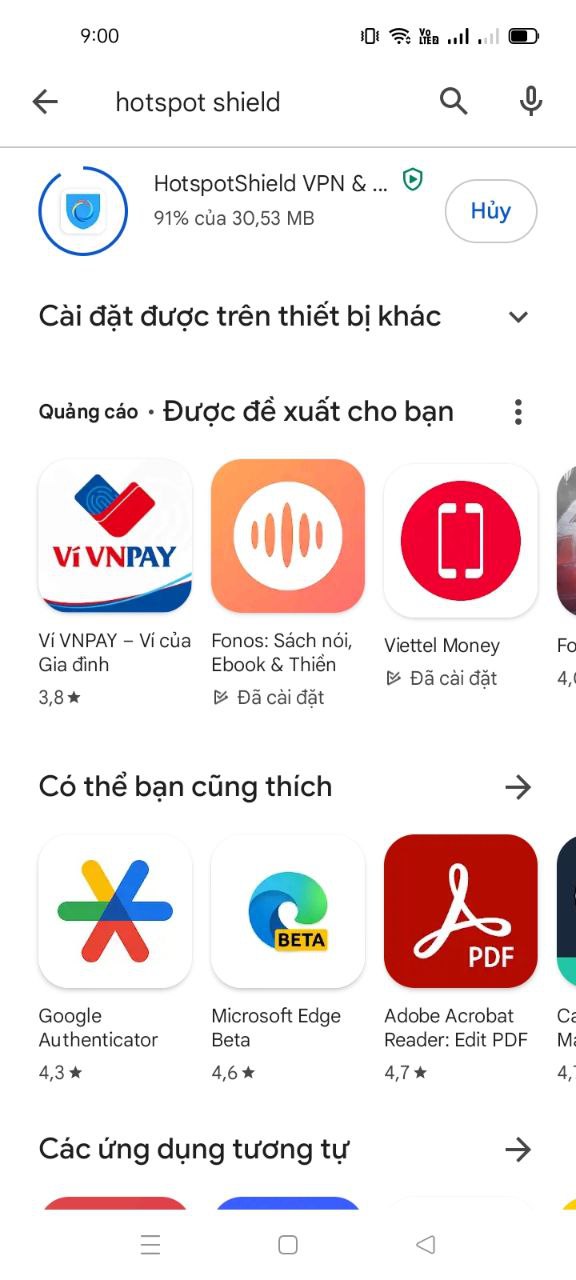 cài đặt hotspot Shield về điện thoại