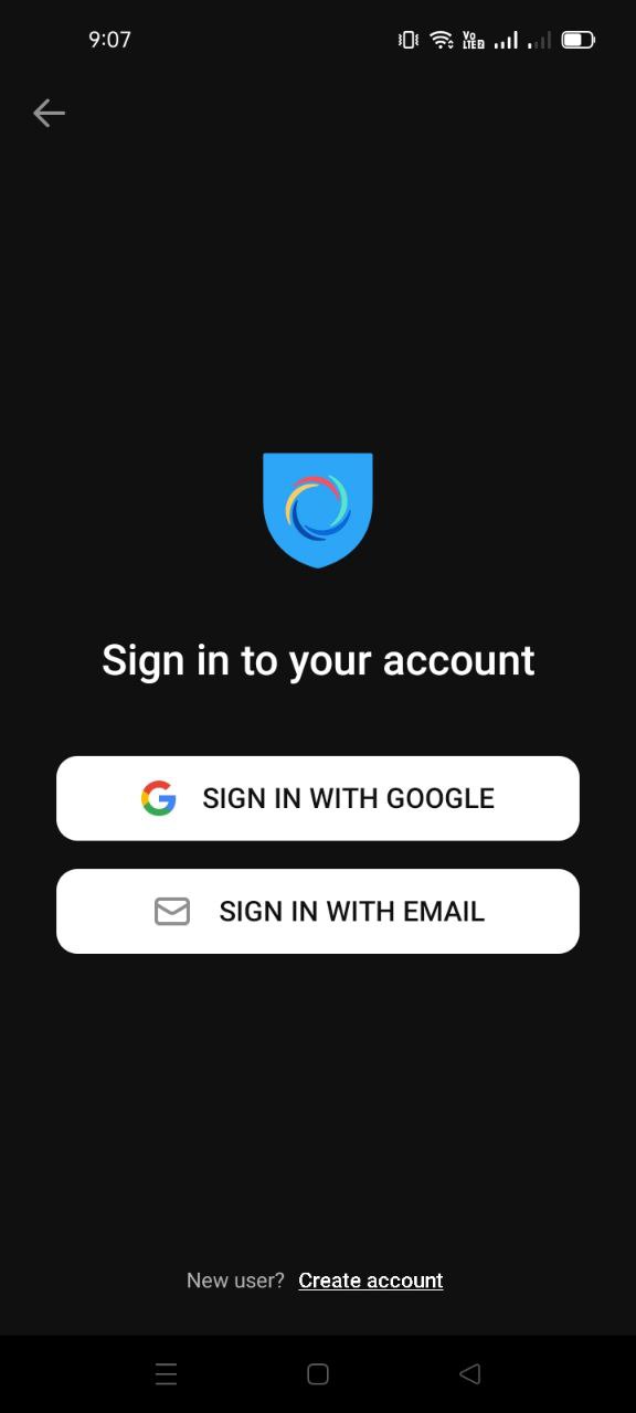 đăng nhập hotspot shield bằng tài khoản email đã đăng ký dịch vụ