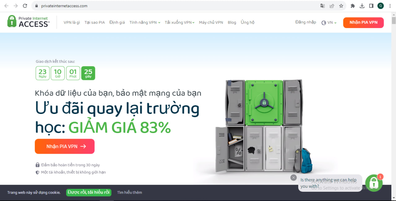 Truy cập trang web của PIA