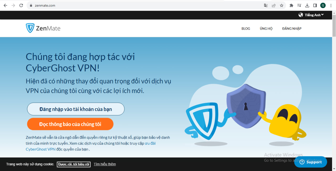 Trang website của Zenmate