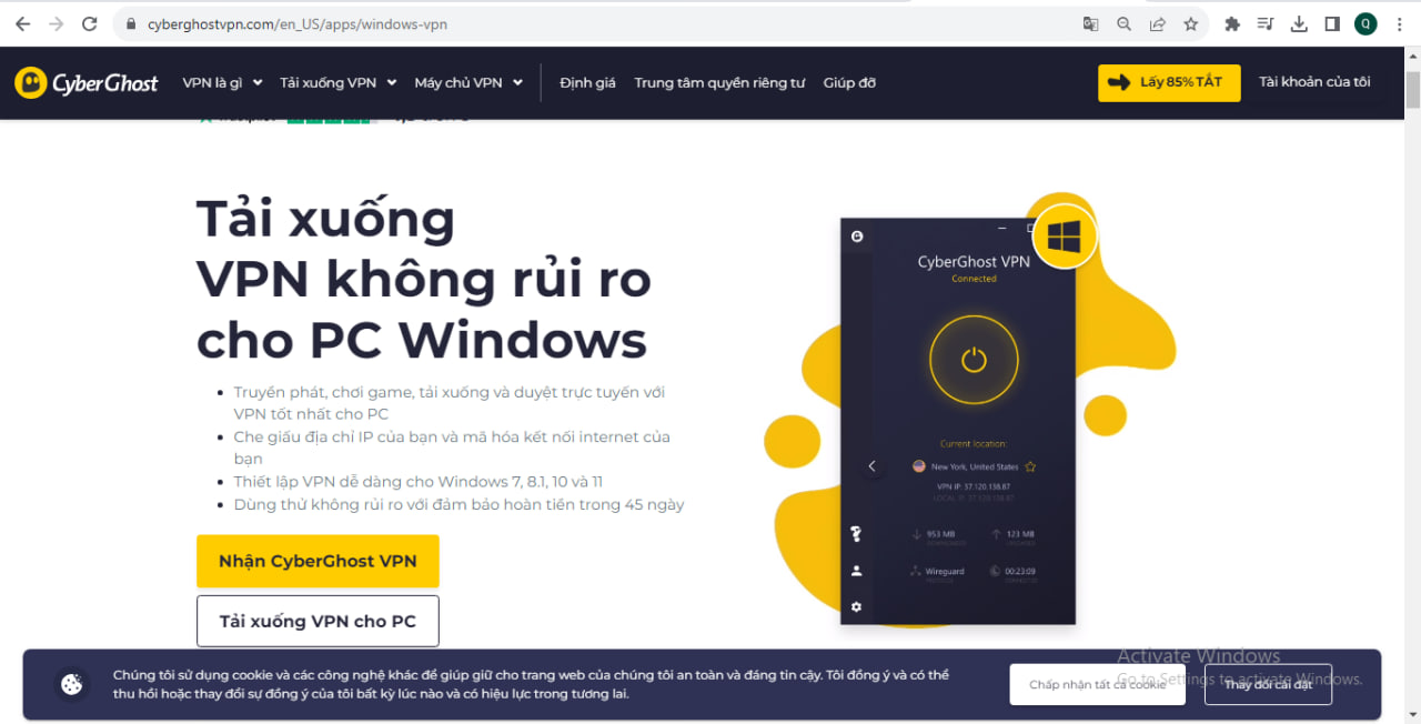 Cài đặt ứng dụng Cyber Ghost