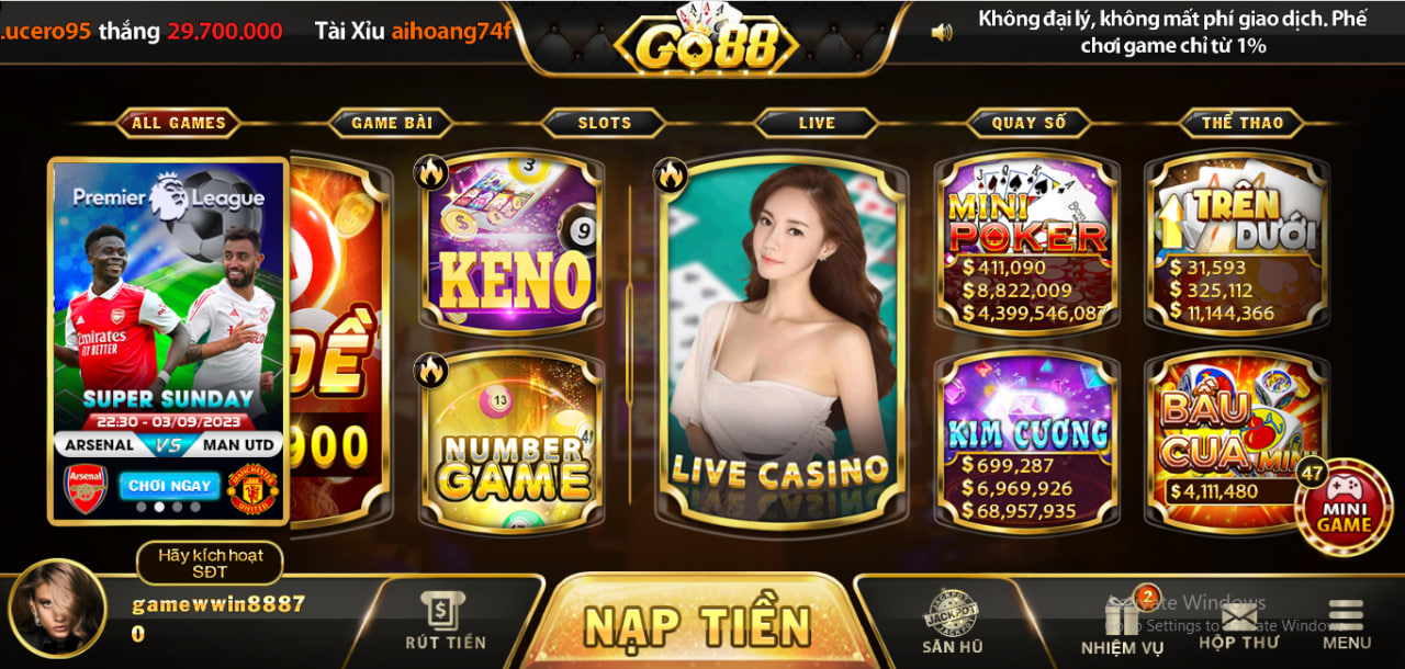 Sân chơi giới trẻ - thiên đường cá cược Go88, game xổ số Go88, casino live Go88