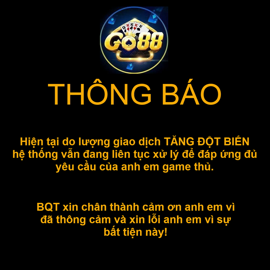 GO88 THÔNG BÁO DỪNG HOẠT ĐỘNG