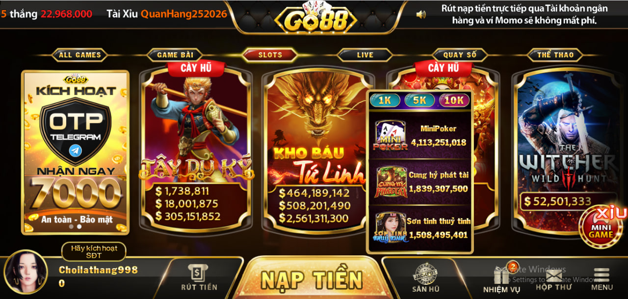 CỔNG GAME gO88 NÂNG CẤP ĐỒ HỌA SAU KHI THAY ĐỔI DOMAIN