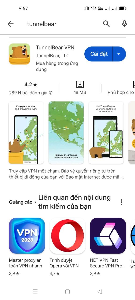 TÌM KIẾM ỨNG DỤNG TUNNELBEAR